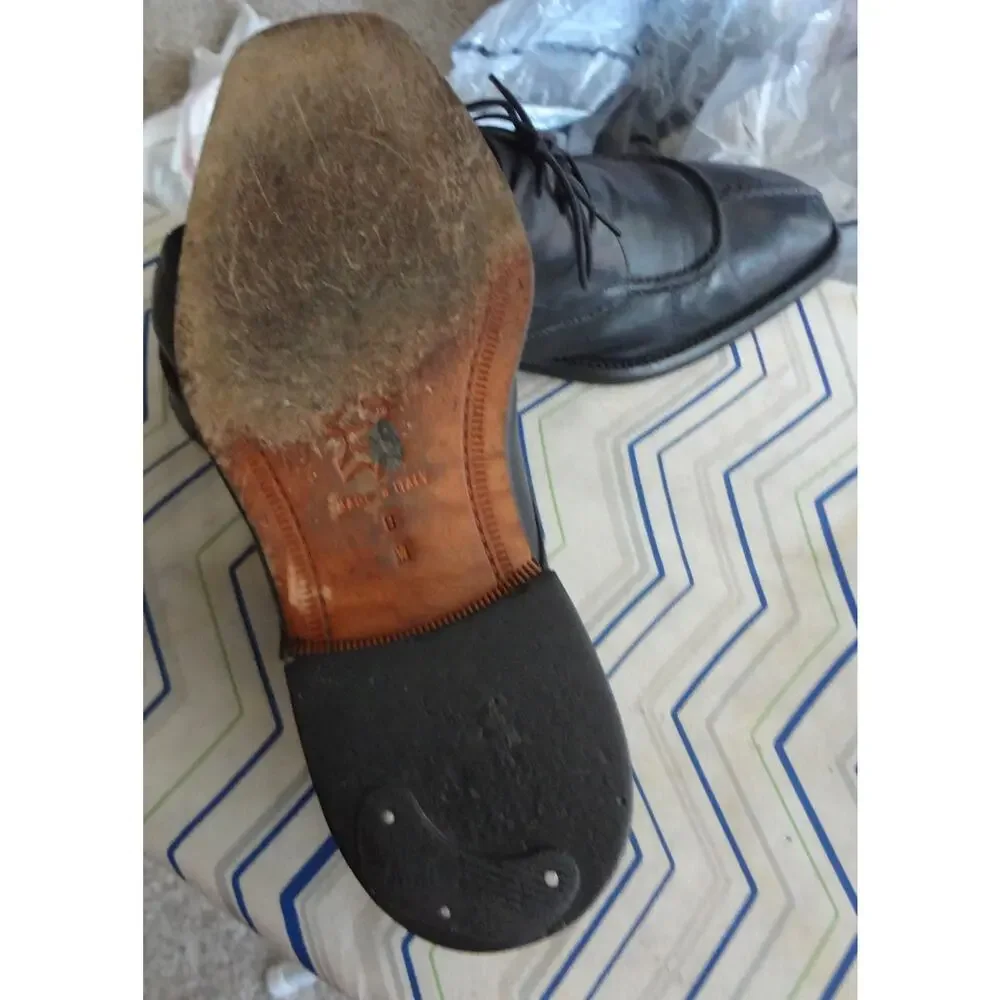 Bachrach Split Toe Black Calf Leather Oxford Derby Dress Shoe ITALY Mens 8
